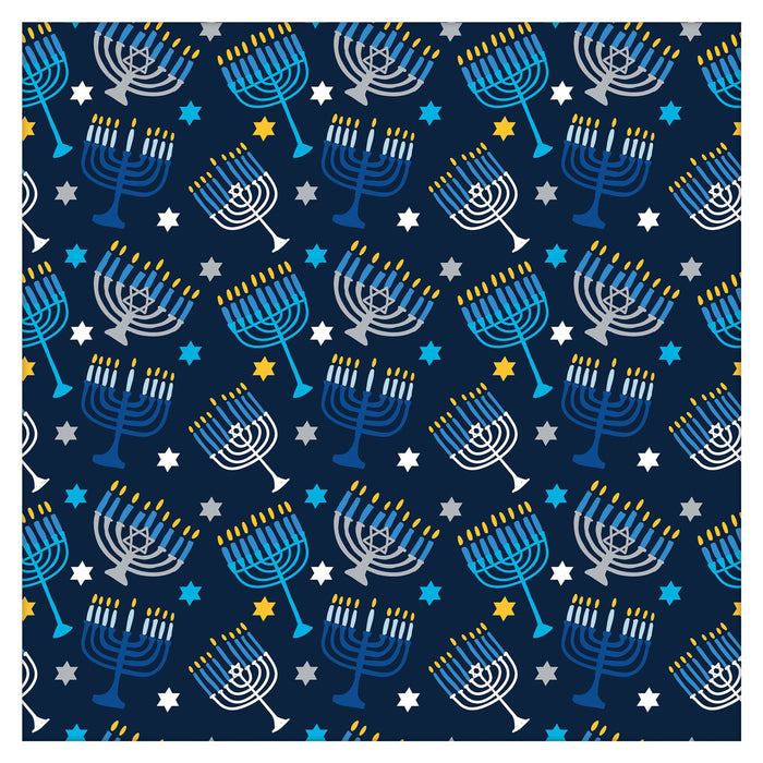 Hanukkah Gift Wrap with Menorahs