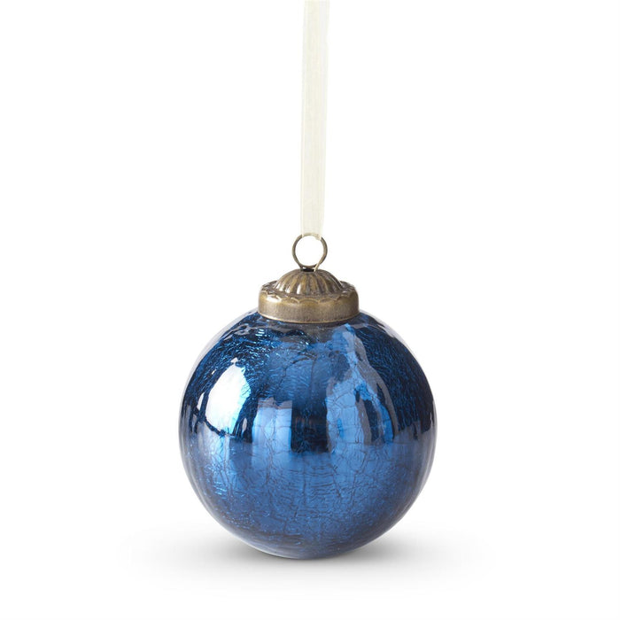 Crackled Blue Mirrored Ornaments