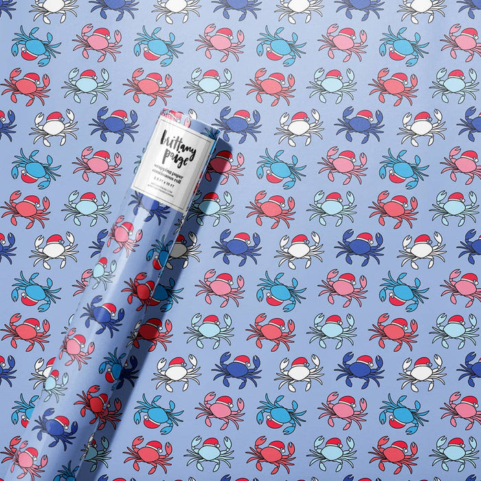 Holiday Santa Crabs Wrapping Paper Roll