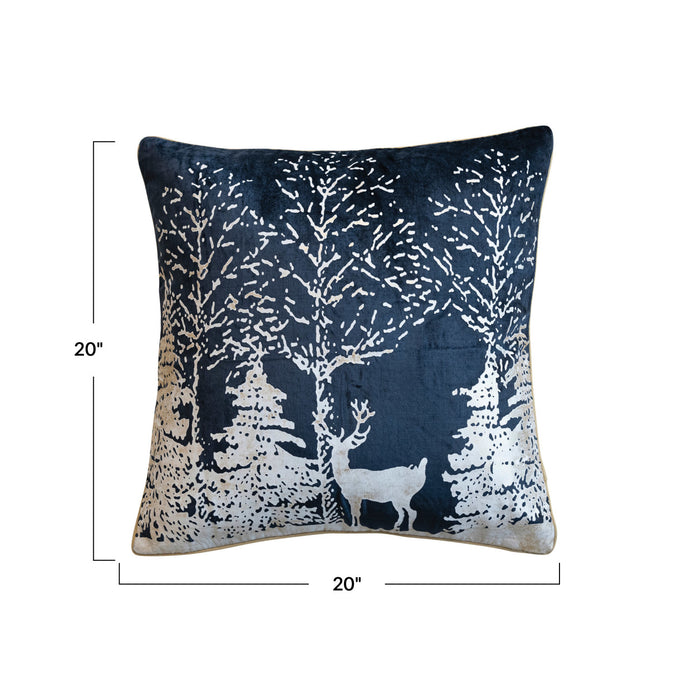 Velvet Christmas Scene Pillow