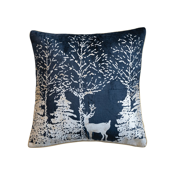 Velvet Christmas Scene Pillow