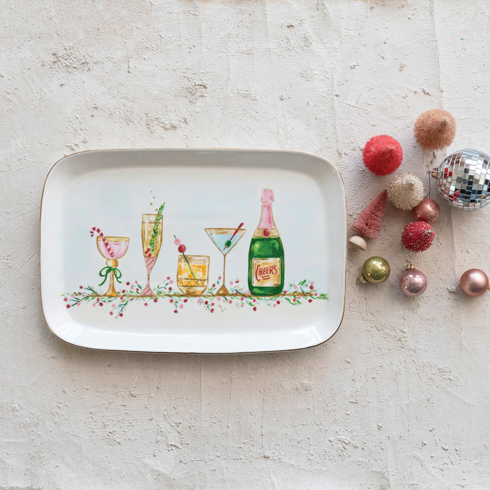 Cocktails Stoneware Platter