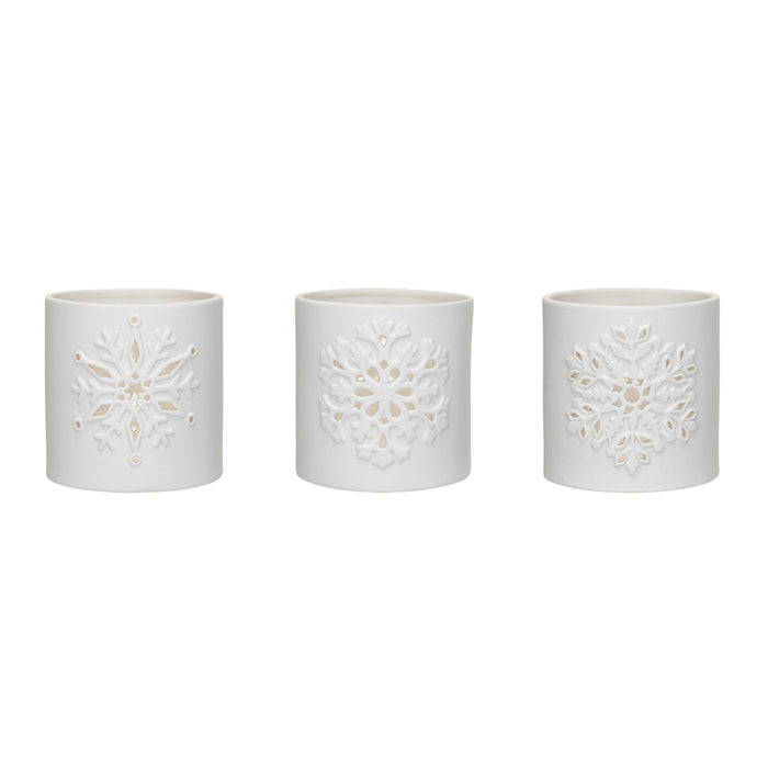 Snowflake Stoneware Tealight Holders