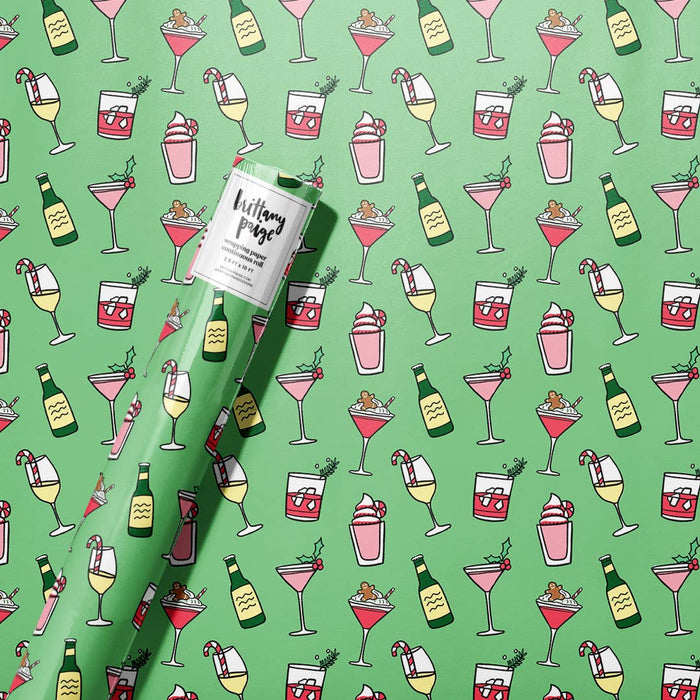 Holiday Cocktail Drinks Wrapping Paper Roll