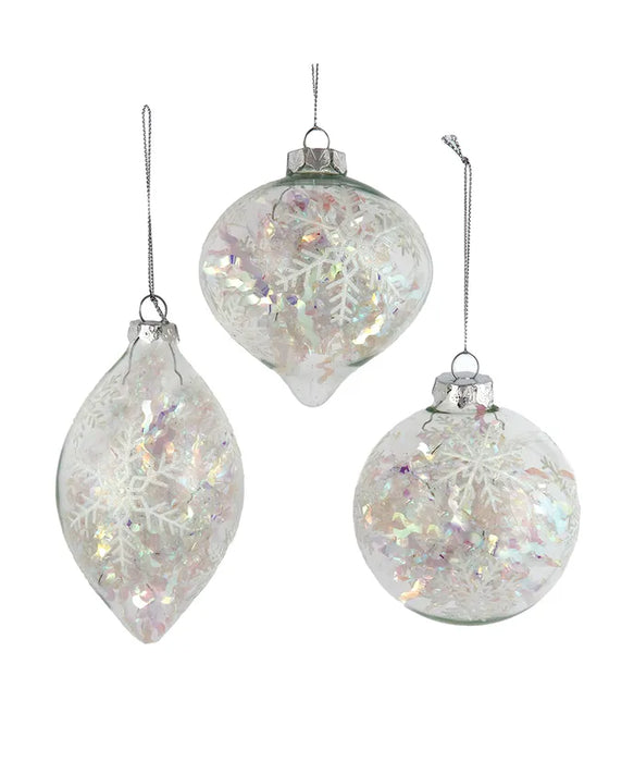 Iridescent Snowflake Ornament Set