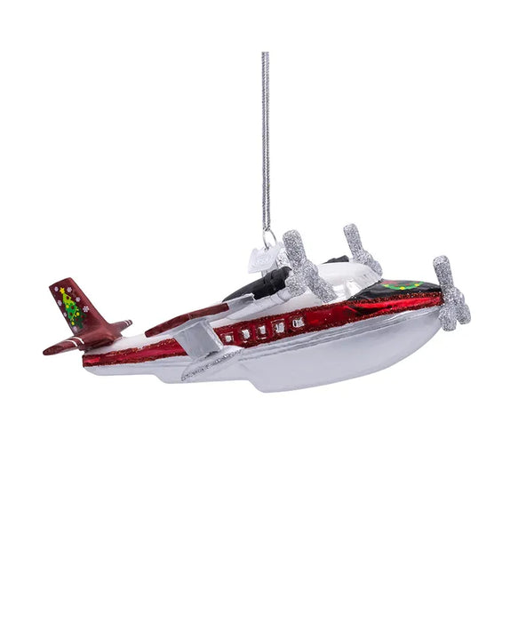 Glass Christmas Sea Plane Ornament