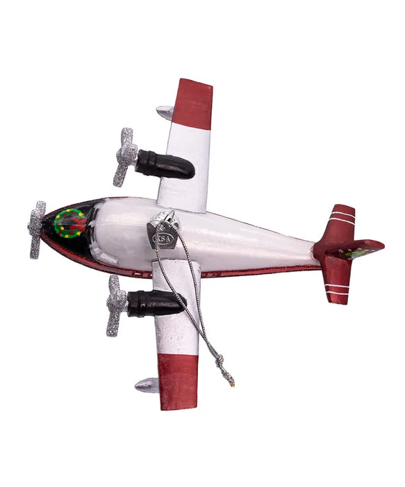 Glass Christmas Sea Plane Ornament