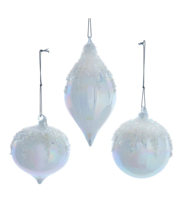 White Glitter Ornaments